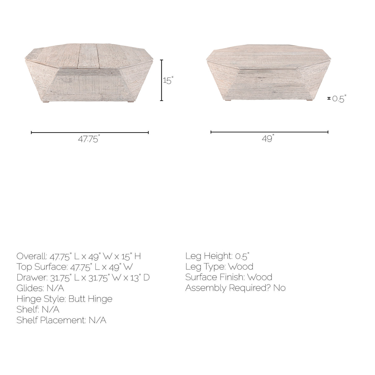 Esagono Octagonal Reclaimed Wood Coffee Table w/ Storage from Mercana - Luna Furniture