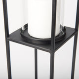Cindy Set of 2 Matte Black Metal and Hurricane Glass Pillar Tabletop Candle Holders from Mercana - Luna Furniture