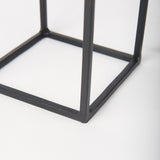 Cindy Set of 2 Matte Black Metal and Hurricane Glass Pillar Tabletop Candle Holders from Mercana - Luna Furniture