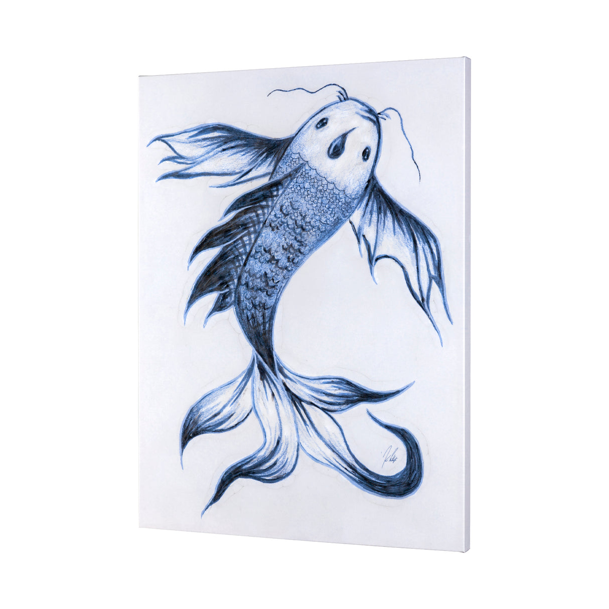 Koi Fish Blue I by Mercana Studio a Hand Embellished Textured Canvas from Mercana - Luna Furniture