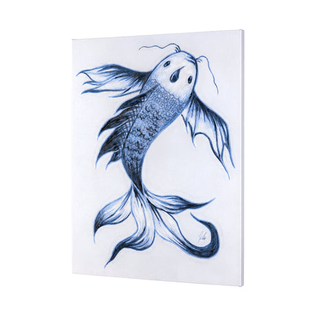 Koi Fish Blue I by Mercana Studio a Hand Embellished Textured Canvas from Mercana - Luna Furniture