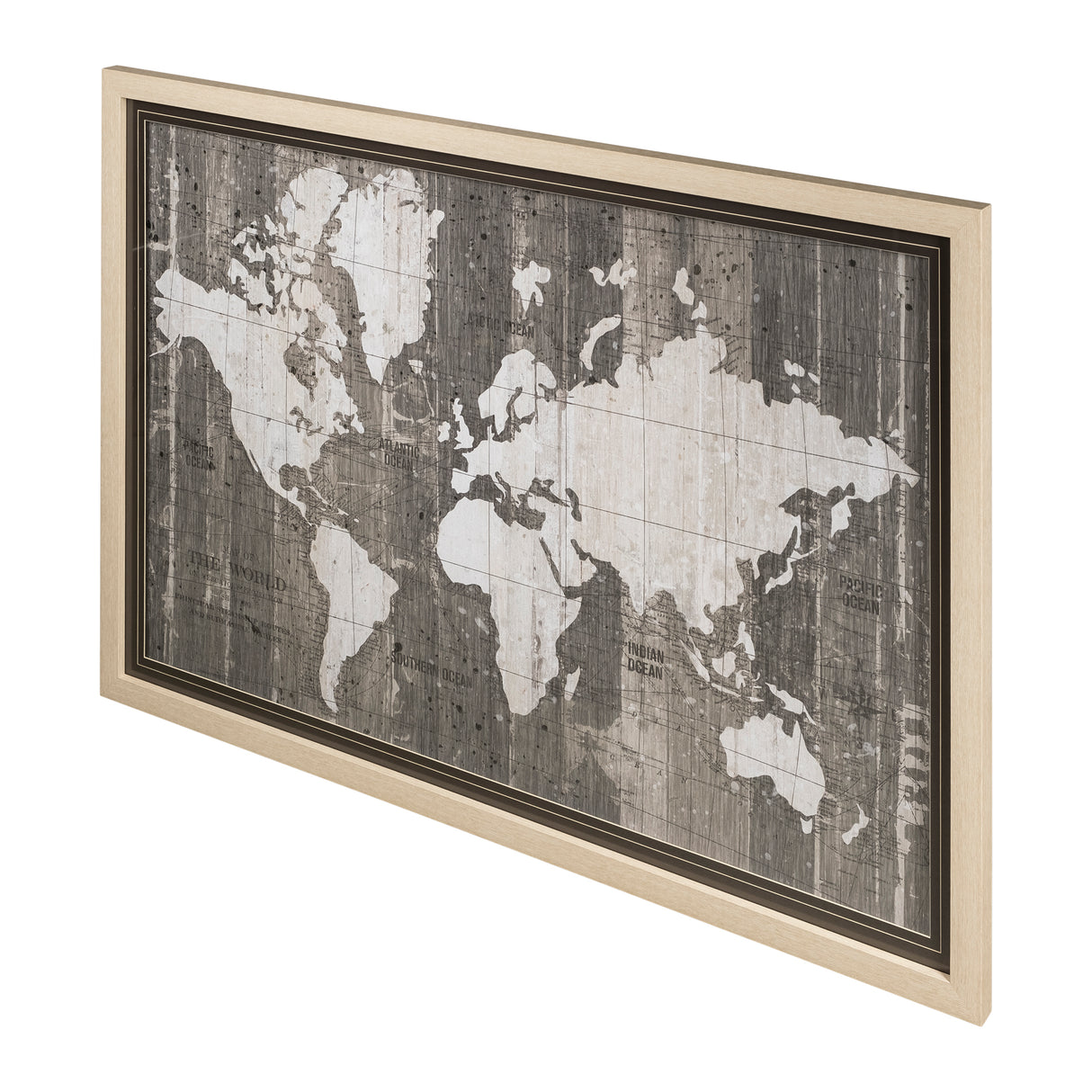 Old World Map Neutral by Mercana Studio Hand Embellished Textured Framed Art Print Matted under Glas from Mercana - Luna Furniture