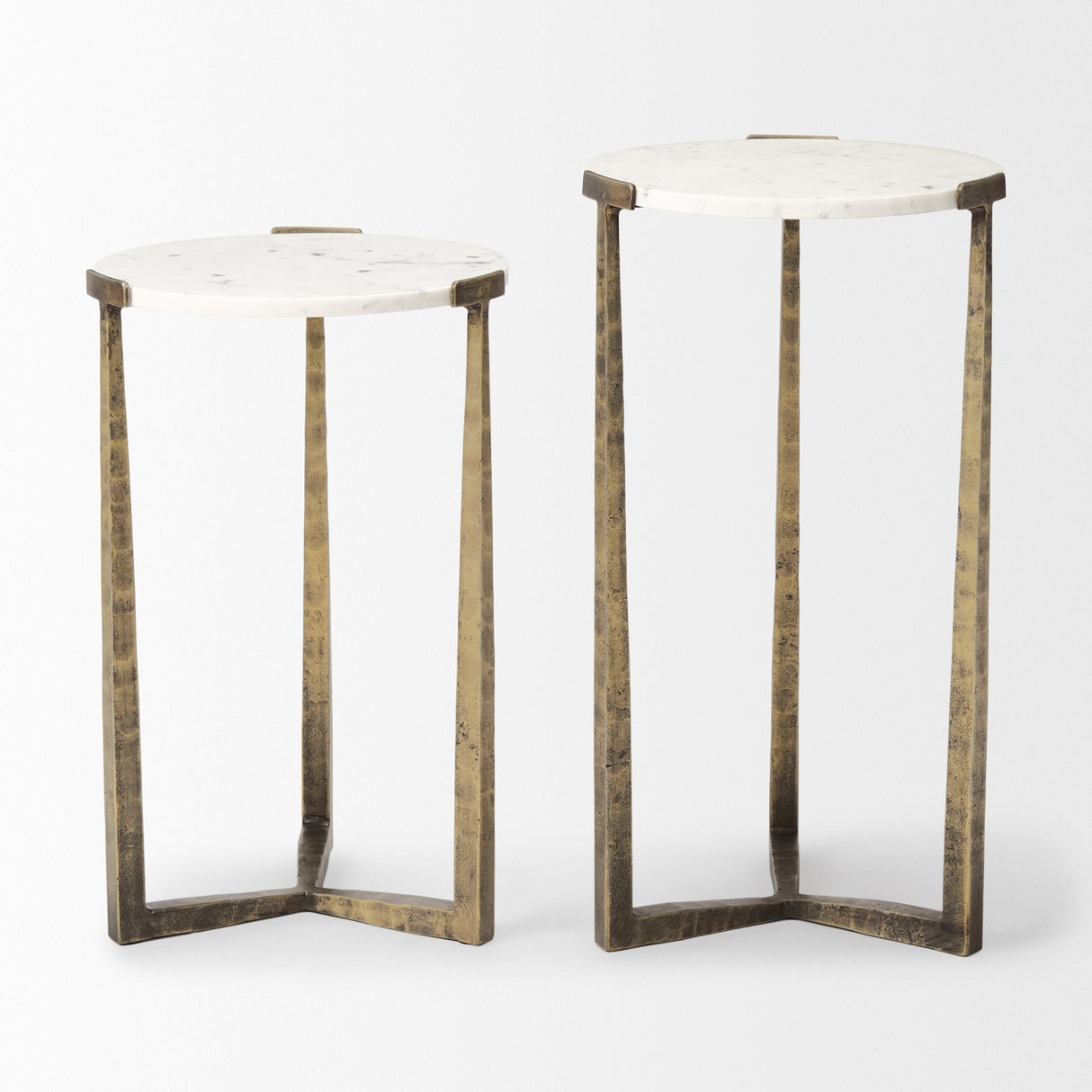 Atticus Marble and Antiqued Gold Metal Nesting Accent Tables (Set of 2) from Mercana - Luna Furniture