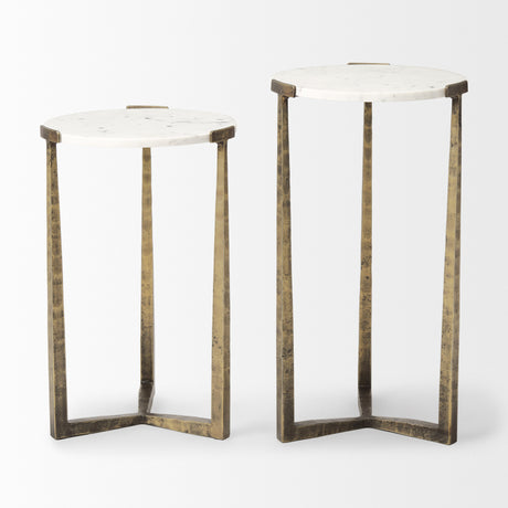Atticus Marble and Antiqued Gold Metal Nesting Accent Tables (Set of 2) from Mercana - Luna Furniture