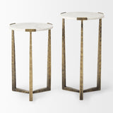 Atticus Marble and Antiqued Gold Metal Nesting Accent Tables (Set of 2) from Mercana - Luna Furniture