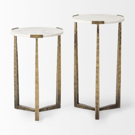 Atticus Marble and Antiqued Gold Metal Nesting Accent Tables (Set of 2) from Mercana - Luna Furniture