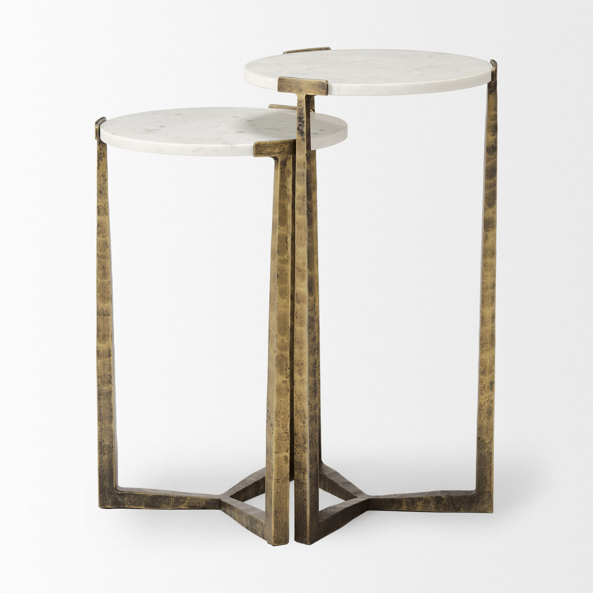 Atticus Marble and Antiqued Gold Metal Nesting Accent Tables (Set of 2) from Mercana - Luna Furniture