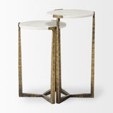 Atticus Marble and Antiqued Gold Metal Nesting Accent Tables (Set of 2) from Mercana - Luna Furniture