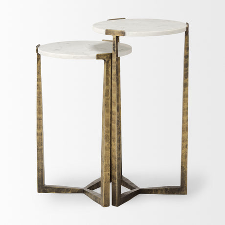 Atticus Marble and Antiqued Gold Metal Nesting Accent Tables (Set of 2) from Mercana - Luna Furniture