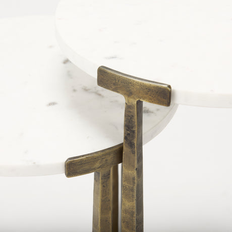 Atticus Marble and Antiqued Gold Metal Nesting Accent Tables (Set of 2) from Mercana - Luna Furniture