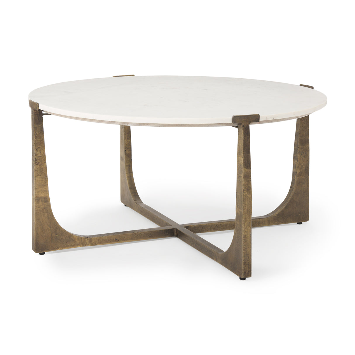 Atticus Marble and Antiqued Gold Metal Coffee Table from Mercana - Luna Furniture