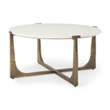 Atticus Marble and Antiqued Gold Metal Coffee Table from Mercana - Luna Furniture