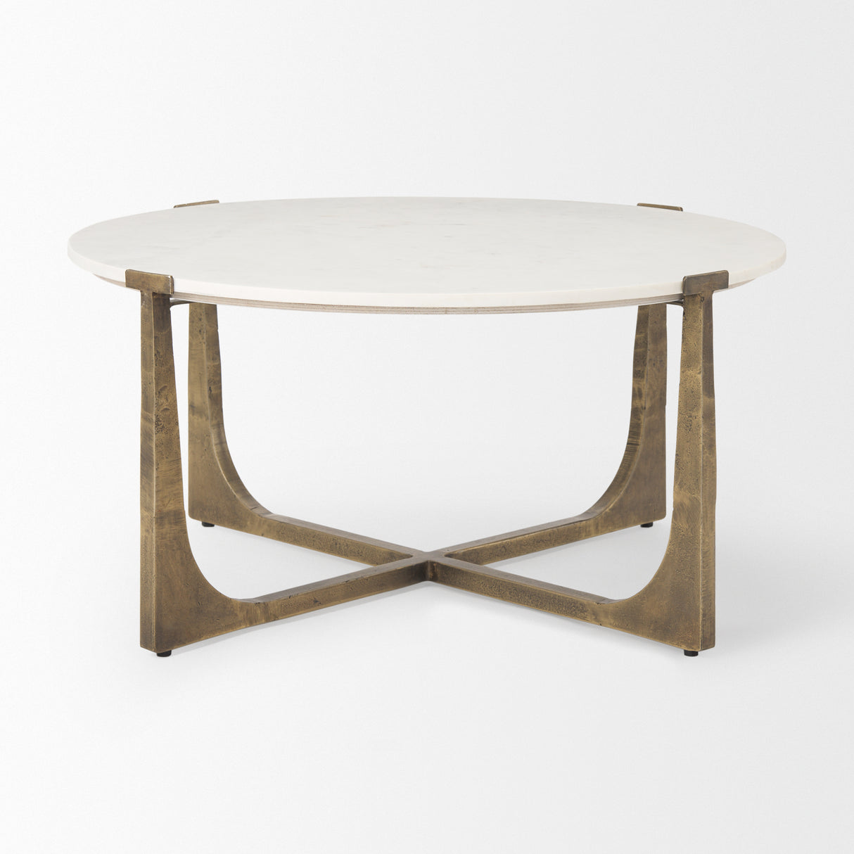 Atticus Marble and Antiqued Gold Metal Coffee Table from Mercana - Luna Furniture
