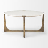 Atticus Marble and Antiqued Gold Metal Coffee Table from Mercana - Luna Furniture