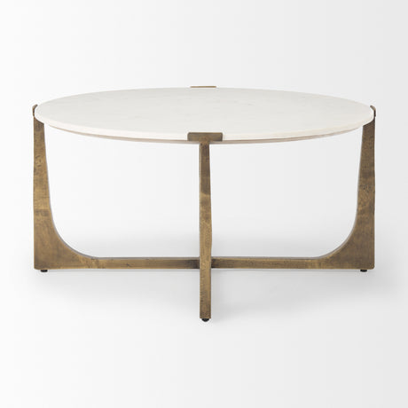 Atticus Marble and Antiqued Gold Metal Coffee Table from Mercana - Luna Furniture