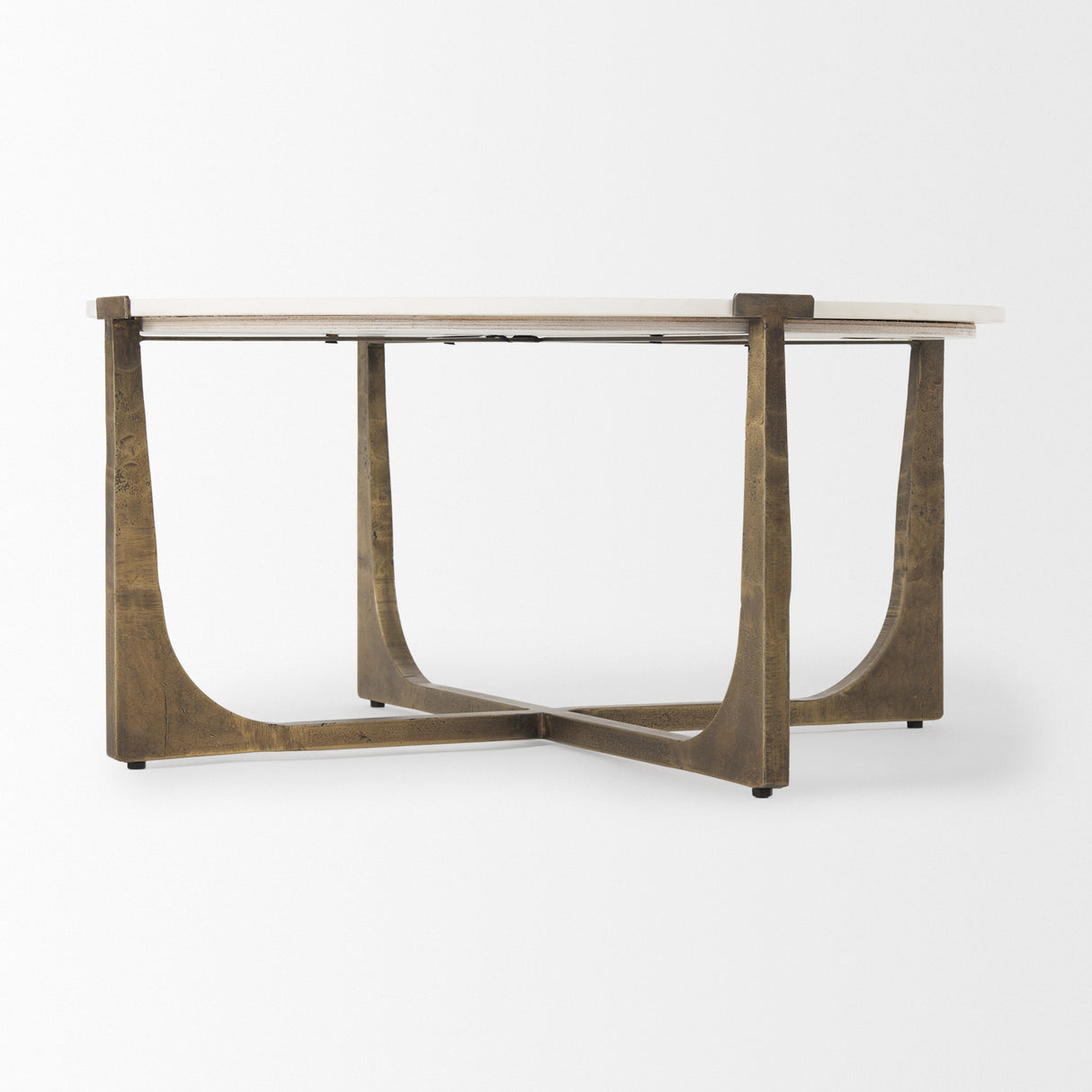 Atticus Marble and Antiqued Gold Metal Coffee Table from Mercana - Luna Furniture