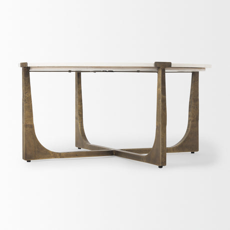 Atticus Marble and Antiqued Gold Metal Coffee Table from Mercana - Luna Furniture