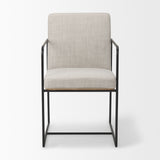 Stamford Beige Upholstered Seat w/ Wood Back, Black Metal Frame Dining Chair w/ Arms from Mercana - Luna Furniture