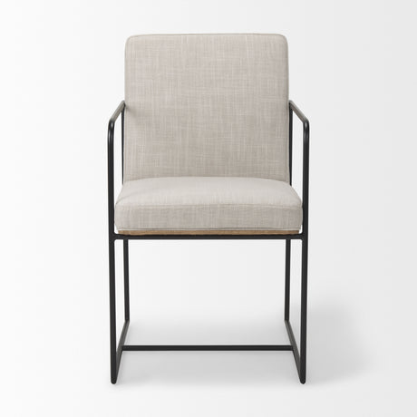 Stamford Beige Upholstered Seat w/ Wood Back, Black Metal Frame Dining Chair w/ Arms from Mercana - Luna Furniture