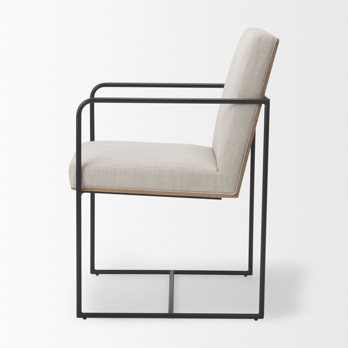 Stamford Beige Upholstered Seat w/ Wood Back, Black Metal Frame Dining Chair w/ Arms from Mercana - Luna Furniture