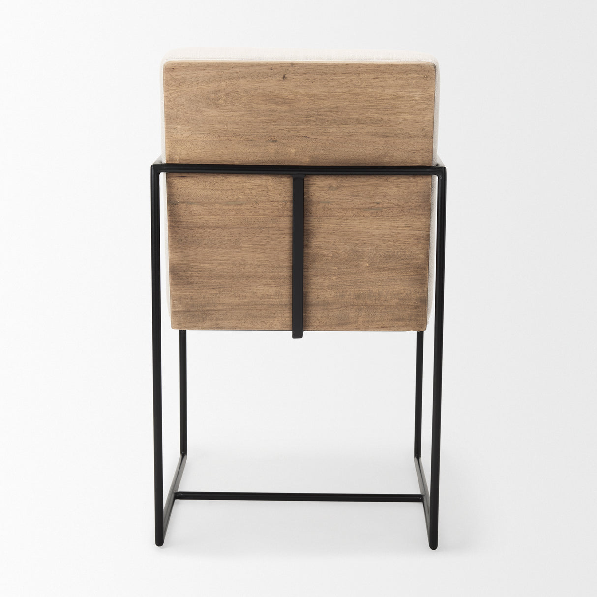 Stamford Beige Upholstered Seat w/ Wood Back, Black Metal Frame Dining Chair w/ Arms from Mercana - Luna Furniture