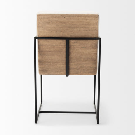 Stamford Beige Upholstered Seat w/ Wood Back, Black Metal Frame Dining Chair w/ Arms from Mercana - Luna Furniture