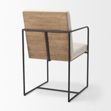 Stamford Beige Upholstered Seat w/ Wood Back, Black Metal Frame Dining Chair w/ Arms from Mercana - Luna Furniture