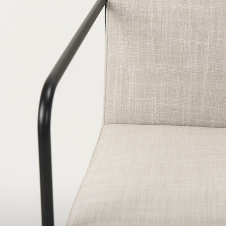 Stamford Beige Upholstered Seat w/ Wood Back, Black Metal Frame Dining Chair w/ Arms from Mercana - Luna Furniture
