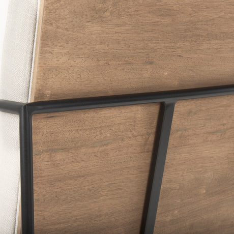 Stamford Beige Upholstered Seat w/ Wood Back, Black Metal Frame Dining Chair w/ Arms from Mercana - Luna Furniture
