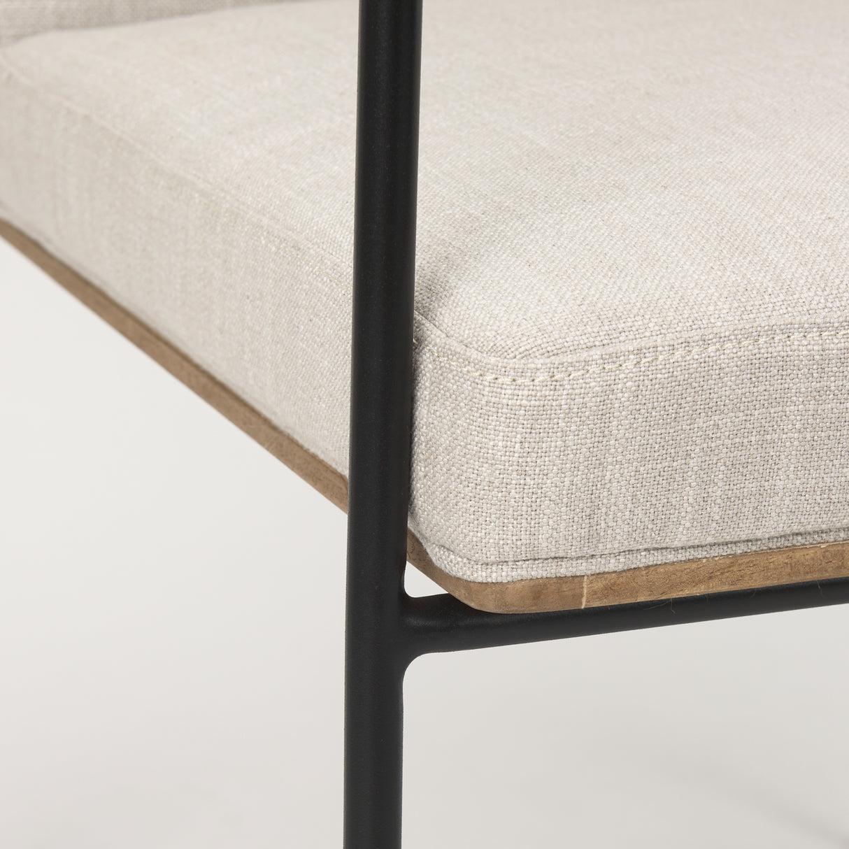 Stamford Beige Upholstered Seat w/ Wood Back, Black Metal Frame Dining Chair w/ Arms from Mercana - Luna Furniture