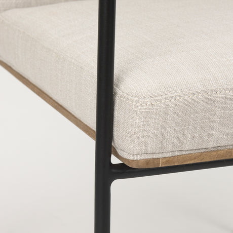 Stamford Beige Upholstered Seat w/ Wood Back, Black Metal Frame Dining Chair w/ Arms from Mercana - Luna Furniture