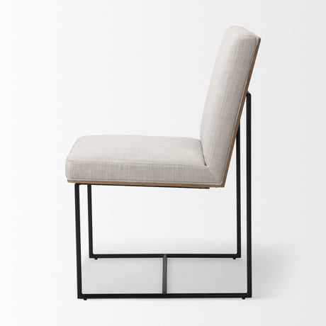 Stamford Beige Upholstered Seat w/ Wood Back, Black Metal Frame Dining Chair from Mercana - Luna Furniture
