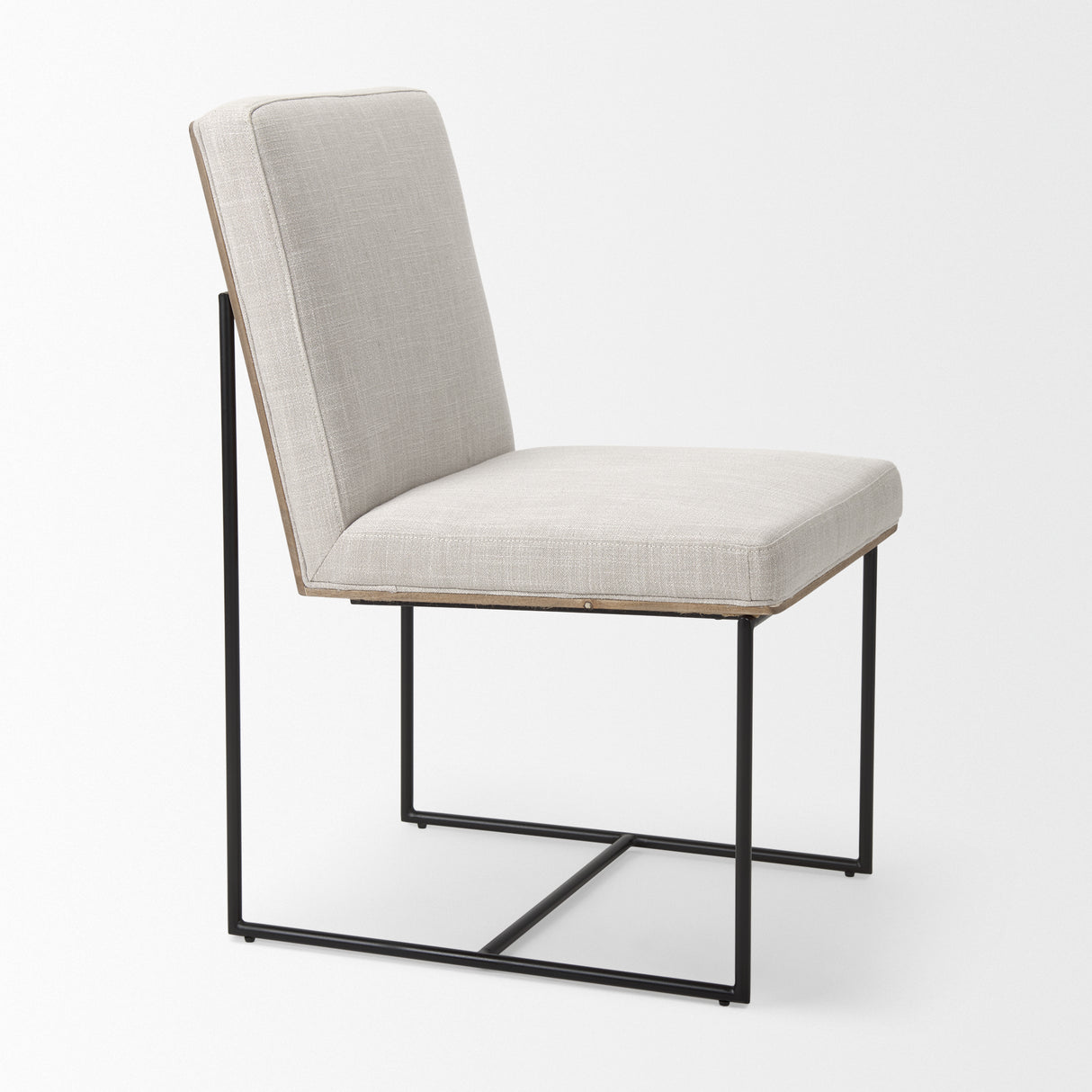 Stamford Beige Upholstered Seat w/ Wood Back, Black Metal Frame Dining Chair from Mercana - Luna Furniture