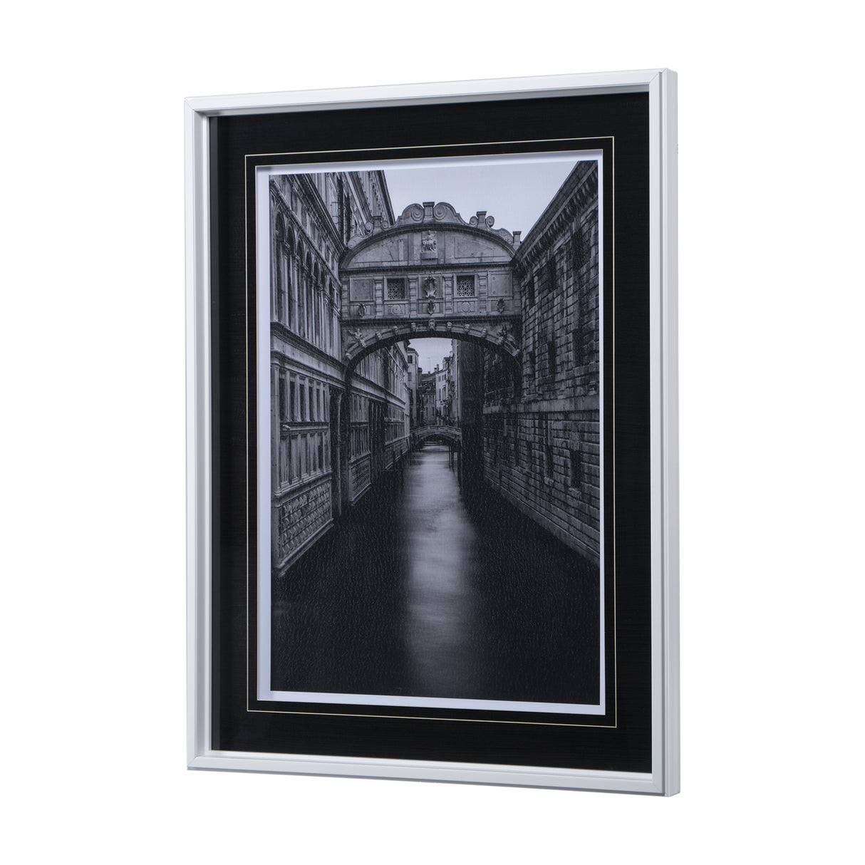 B&W Bridge of Sighs by Danny Head a Hand Embellished Textured Framed Photo Art Print Matted under Gl from Mercana - Luna Furniture