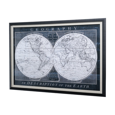 Old World Globe by Mercana Studio a Hand Embellished Textured Framed Art Print Matted under Glass from Mercana - Luna Furniture