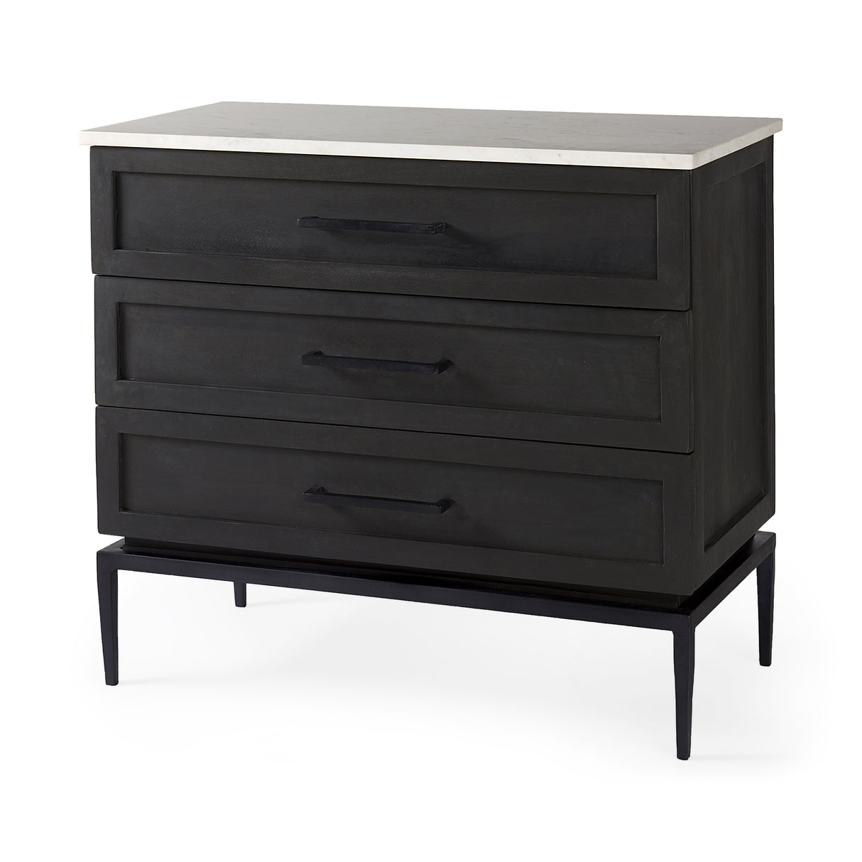 Divina Black-Brown Wood w/ White Marble Top and Black Metal Base Accent Cabinet from Mercana - Luna Furniture