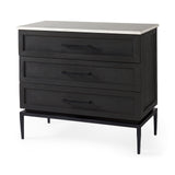 Divina Black-Brown Wood w/ White Marble Top and Black Metal Base Accent Cabinet from Mercana - Luna Furniture
