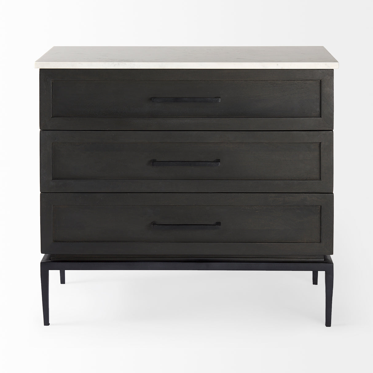 Divina Black-Brown Wood w/ White Marble Top and Black Metal Base Accent Cabinet from Mercana - Luna Furniture
