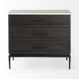 Divina Black-Brown Wood w/ White Marble Top and Black Metal Base Accent Cabinet from Mercana - Luna Furniture