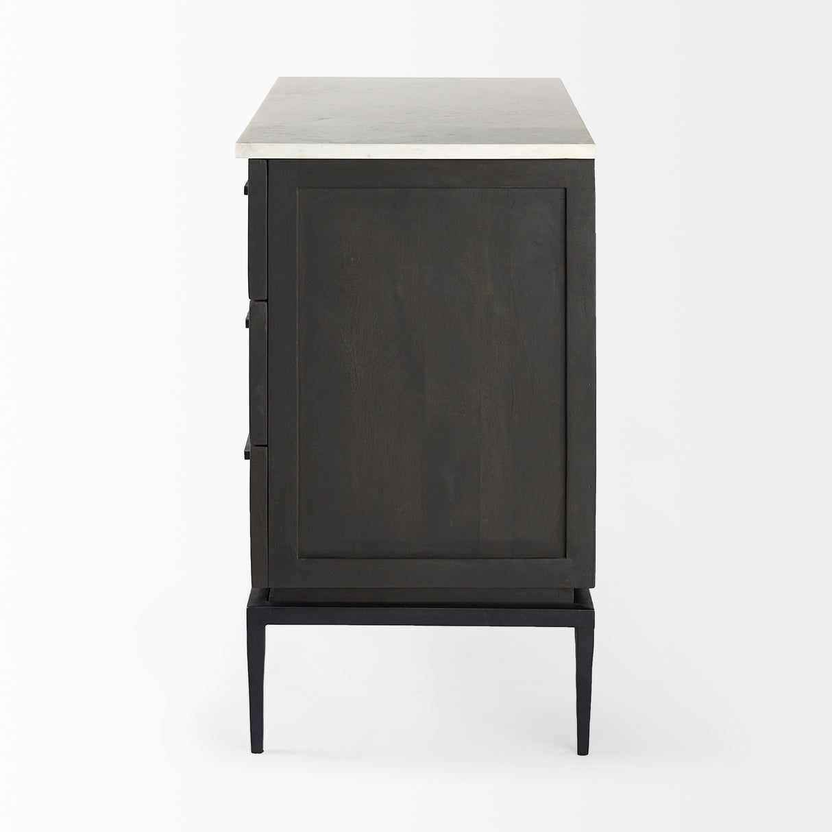 Divina Black-Brown Wood w/ White Marble Top and Black Metal Base Accent Cabinet from Mercana - Luna Furniture