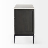 Divina Black-Brown Wood w/ White Marble Top and Black Metal Base Accent Cabinet from Mercana - Luna Furniture