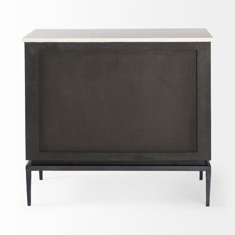 Divina Black-Brown Wood w/ White Marble Top and Black Metal Base Accent Cabinet from Mercana - Luna Furniture