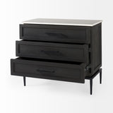 Divina Black-Brown Wood w/ White Marble Top and Black Metal Base Accent Cabinet from Mercana - Luna Furniture