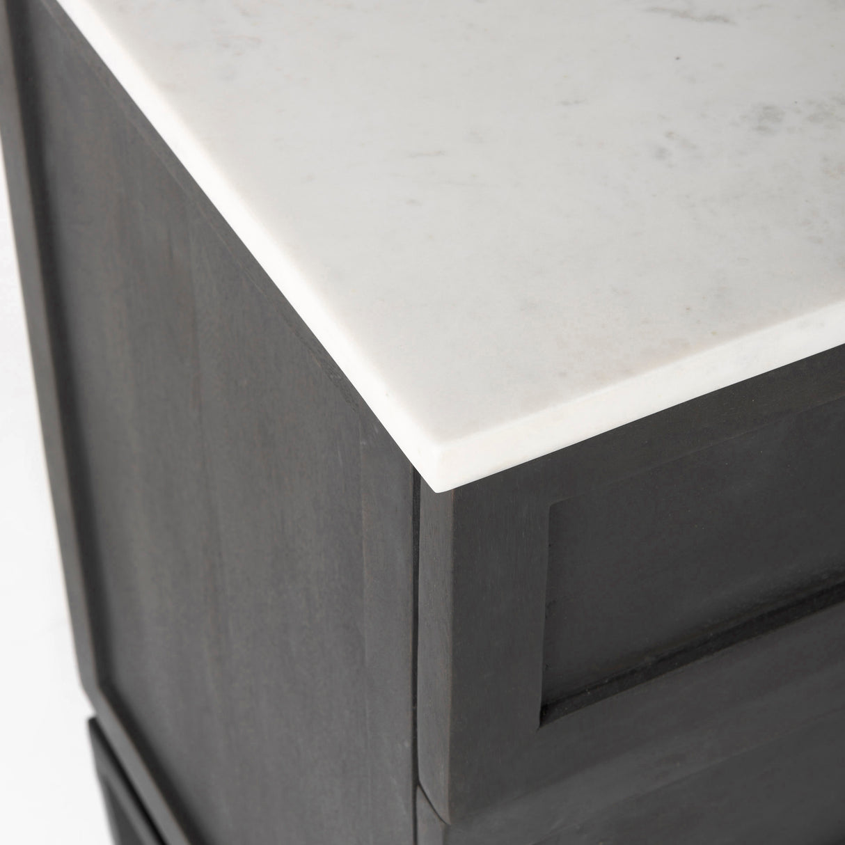 Divina Black-Brown Wood w/ White Marble Top and Black Metal Base Accent Cabinet from Mercana - Luna Furniture