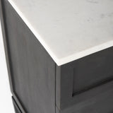 Divina Black-Brown Wood w/ White Marble Top and Black Metal Base Accent Cabinet from Mercana - Luna Furniture