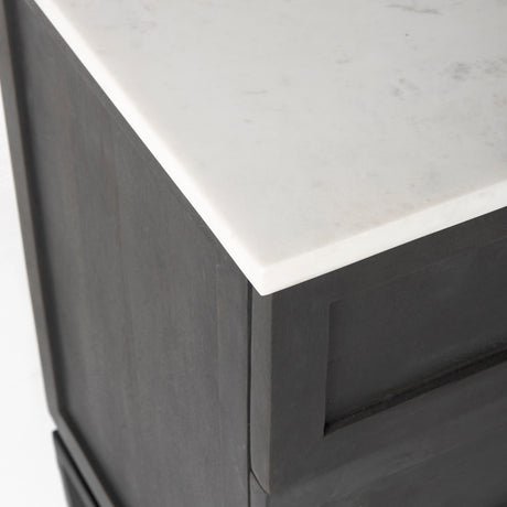 Divina Black-Brown Wood w/ White Marble Top and Black Metal Base Accent Cabinet from Mercana - Luna Furniture