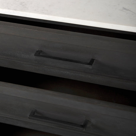 Divina Black-Brown Wood w/ White Marble Top and Black Metal Base Accent Cabinet from Mercana - Luna Furniture
