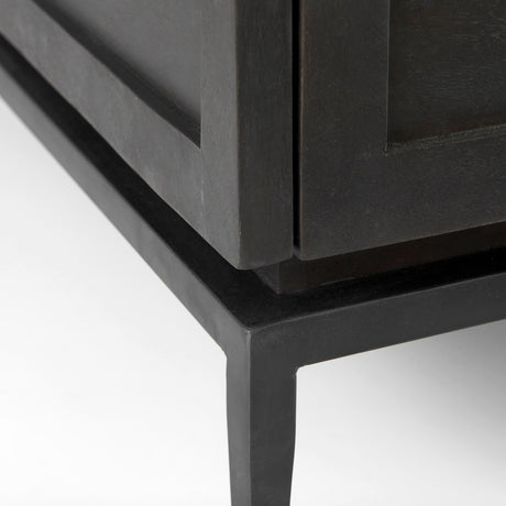 Divina Black-Brown Wood w/ White Marble Top and Black Metal Base Accent Cabinet from Mercana - Luna Furniture