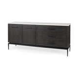 Divina Black-Brown Wood w/ White Marble Top and Black Metal Base Sideboard from Mercana - Luna Furniture