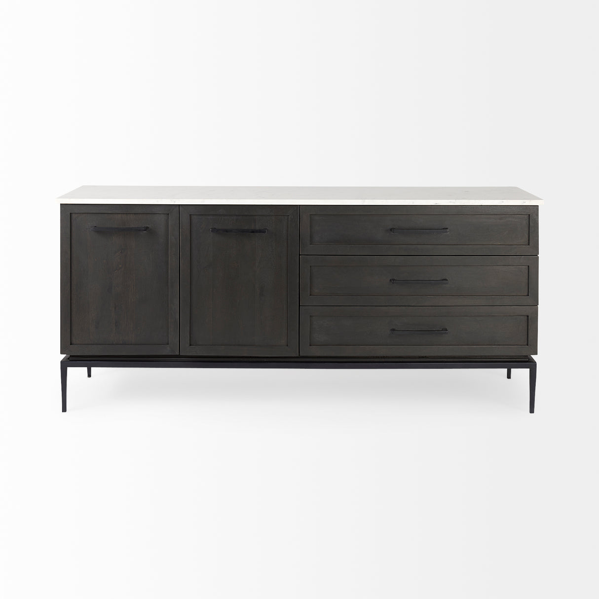 Divina Black-Brown Wood w/ White Marble Top and Black Metal Base Sideboard from Mercana - Luna Furniture